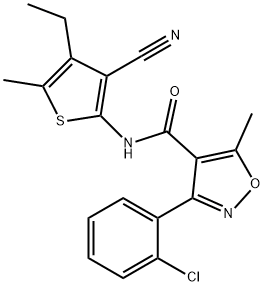 3-(2-chlorophenyl)-N-(3-cyano-4-ethyl-5-methylthiophen-2-yl)-5-methyl-1,2-oxazole-4-carboxamide Struktur