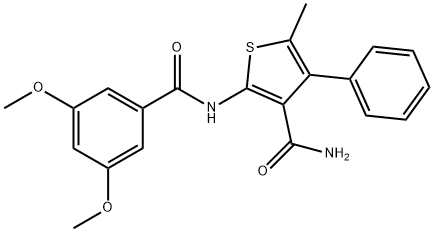 2-{[(3,5-dimethoxyphenyl)carbonyl]amino}-5-methyl-4-phenylthiophene-3-carboxamide Struktur