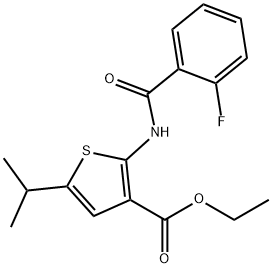 ethyl 2-[(2-fluorobenzoyl)amino]-5-propan-2-ylthiophene-3-carboxylate Struktur