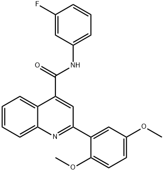 2-(2,5-dimethoxyphenyl)-N-(3-fluorophenyl)-4-quinolinecarboxamide Struktur