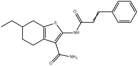 6-ethyl-2-[[(E)-3-phenylprop-2-enoyl]amino]-4,5,6,7-tetrahydro-1-benzothiophene-3-carboxamide Struktur