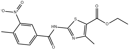 ethyl 4-methyl-2-{[(4-methyl-3-nitrophenyl)carbonyl]amino}-1,3-thiazole-5-carboxylate Struktur