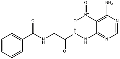 N-(2-(2-(6-amino-5-nitropyrimidin-4-yl)hydrazinyl)-2-oxoethyl)benzamide Struktur