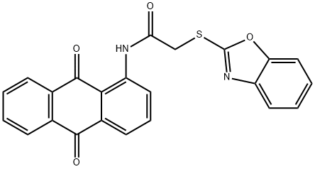 2-(1,3-benzoxazol-2-ylsulfanyl)-N-(9,10-dioxo-9,10-dihydroanthracen-1-yl)acetamide Struktur