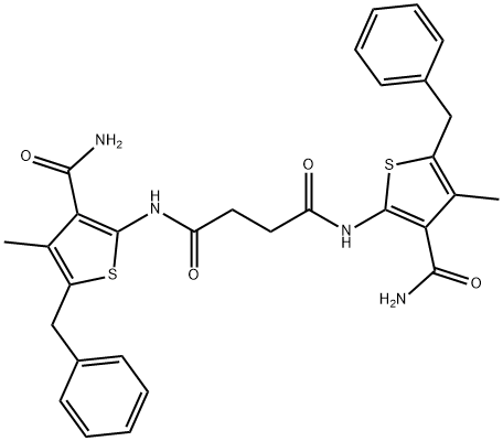 N,N'-bis[3-(aminocarbonyl)-5-benzyl-4-methyl-2-thienyl]succinamide Struktur