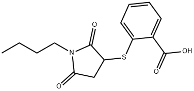 2-((1-butyl-2,5-dioxopyrrolidin-3-yl)thio)benzoic acid Struktur