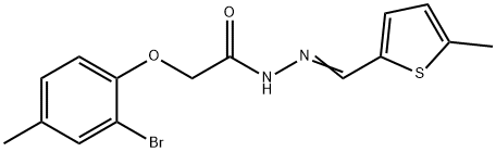 2-(2-bromo-4-methylphenoxy)-N'-[(5-methyl-2-thienyl)methylene]acetohydrazide Struktur