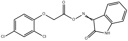 1H-indole-2,3-dione 3-{O-[2-(2,4-dichlorophenoxy)acetyl]oxime} Struktur