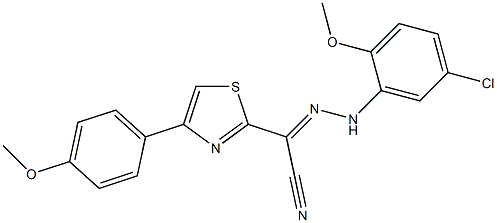 (E)-N-(5-chloro-2-methoxyphenyl)-4-(4-methoxyphenyl)thiazole-2-carbohydrazonoyl cyanide Struktur