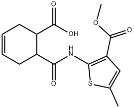 6-[(3-methoxycarbonyl-5-methylthiophen-2-yl)carbamoyl]cyclohex-3-ene-1-carboxylic acid Struktur