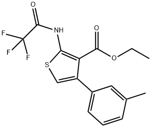 ethyl 4-(3-methylphenyl)-2-[(trifluoroacetyl)amino]-3-thiophenecarboxylate Struktur