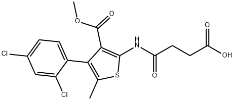 4-{[4-(2,4-dichlorophenyl)-3-(methoxycarbonyl)-5-methyl-2-thienyl]amino}-4-oxobutanoic acid Struktur