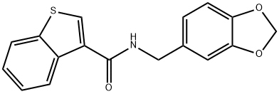 N-(1,3-benzodioxol-5-ylmethyl)-1-benzothiophene-3-carboxamide Struktur