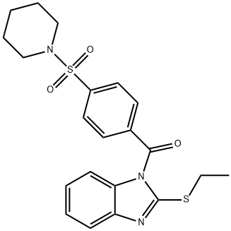 (2-(ethylthio)-1H-benzo[d]imidazol-1-yl)(4-(piperidin-1-ylsulfonyl)phenyl)methanone Struktur