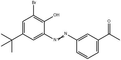 1-{3-[(3-bromo-5-tert-butyl-2-hydroxyphenyl)diazenyl]phenyl}ethanone Struktur