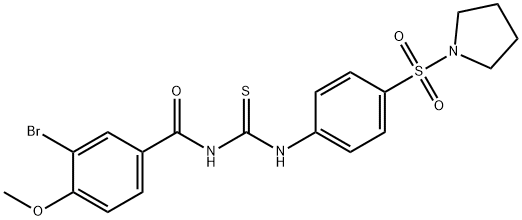 3-bromo-4-methoxy-N-({[4-(1-pyrrolidinylsulfonyl)phenyl]amino}carbonothioyl)benzamide Struktur