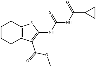 methyl 2-({[(cyclopropylcarbonyl)amino]carbonothioyl}amino)-4,5,6,7-tetrahydro-1-benzothiophene-3-carboxylate Struktur