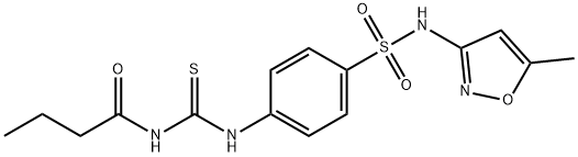 N-{[(4-{[(5-methyl-3-isoxazolyl)amino]sulfonyl}phenyl)amino]carbonothioyl}butanamide Struktur