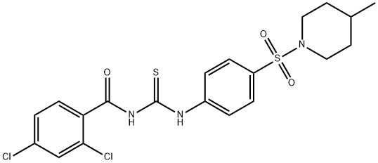 2,4-dichloro-N-[({4-[(4-methyl-1-piperidinyl)sulfonyl]phenyl}amino)carbonothioyl]benzamide Struktur