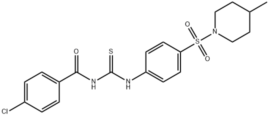 4-chloro-N-[({4-[(4-methyl-1-piperidinyl)sulfonyl]phenyl}amino)carbonothioyl]benzamide Struktur