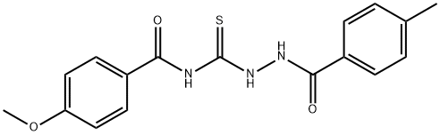 4-methoxy-N-{[2-(4-methylbenzoyl)hydrazino]carbonothioyl}benzamide Struktur