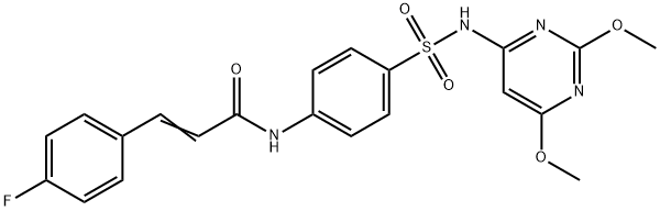 N-(4-{[(2,6-dimethoxy-4-pyrimidinyl)amino]sulfonyl}phenyl)-3-(4-fluorophenyl)acrylamide Struktur