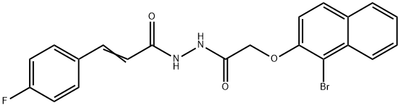 N'-{[(1-bromo-2-naphthyl)oxy]acetyl}-3-(4-fluorophenyl)acrylohydrazide Struktur