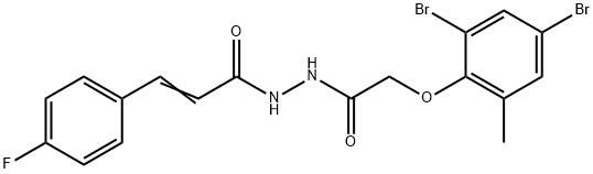 N'-[(2,4-dibromo-6-methylphenoxy)acetyl]-3-(4-fluorophenyl)acrylohydrazide Struktur