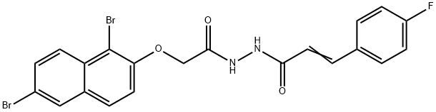 N'-{[(1,6-dibromo-2-naphthyl)oxy]acetyl}-3-(4-fluorophenyl)acrylohydrazide Struktur