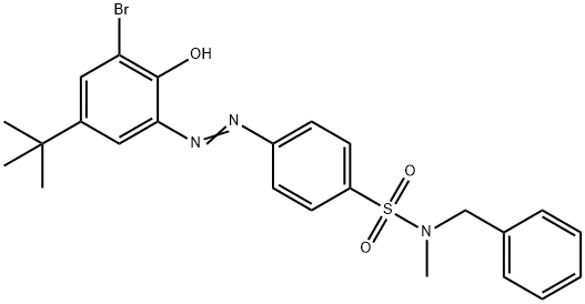 N-benzyl-4-[(3-bromo-5-tert-butyl-2-hydroxyphenyl)diazenyl]-N-methylbenzenesulfonamide Struktur