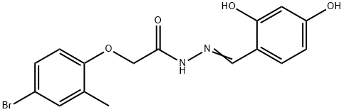 2-(4-bromo-2-methylphenoxy)-N'-(2,4-dihydroxybenzylidene)acetohydrazide Struktur