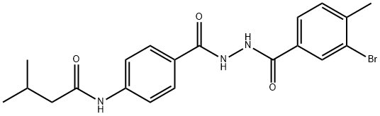 N-[4-[[(3-bromo-4-methylbenzoyl)amino]carbamoyl]phenyl]-3-methylbutanamide Struktur