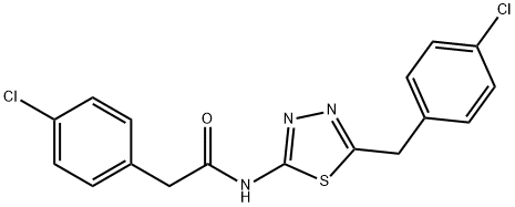 2-(4-chlorophenyl)-N-[5-[(4-chlorophenyl)methyl]-1,3,4-thiadiazol-2-yl]acetamide Struktur