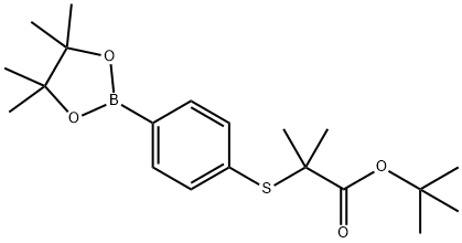 2-Methyl-2-[4-(4,4,5,5-tetramethyl-[1,3,2]dioxaborolan-2-yl)-phenylsulfanyl]-propionic acid tert-butyl ester Struktur