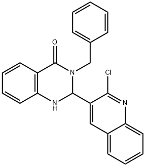 3-benzyl-2-(2-chloroquinolin-3-yl)-2,3-dihydroquinazolin-4(1H)-one Struktur