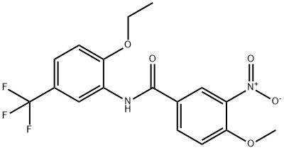 N-[2-ethoxy-5-(trifluoromethyl)phenyl]-4-methoxy-3-nitrobenzamide Struktur