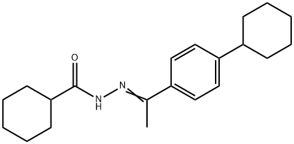 N-[(E)-1-(4-cyclohexylphenyl)ethylideneamino]cyclohexanecarboxamide Struktur