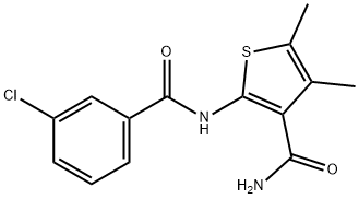 2-[(3-chlorobenzoyl)amino]-4,5-dimethylthiophene-3-carboxamide Struktur