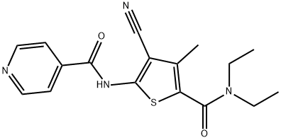 N-[3-cyano-5-(diethylcarbamoyl)-4-methylthiophen-2-yl]pyridine-4-carboxamide Struktur