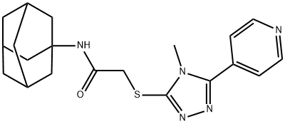 2-{[4-methyl-5-(pyridin-4-yl)-4H-1,2,4-triazol-3-yl]sulfanyl}-N-(tricyclo[3.3.1.1~3,7~]dec-1-yl)acetamide Struktur