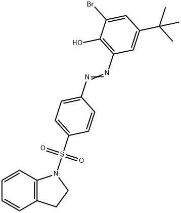 2-bromo-4-tert-butyl-6-{[4-(2,3-dihydro-1H-indol-1-ylsulfonyl)phenyl]diazenyl}phenol Struktur