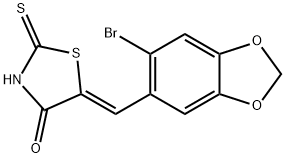 (5E)-5-[(6-bromo-1,3-benzodioxol-5-yl)methylene]-2-mercapto-1,3-thiazol-4(5H)-one Struktur