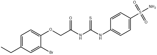 N-({[4-(aminosulfonyl)phenyl]amino}carbonothioyl)-2-(2-bromo-4-ethylphenoxy)acetamide Struktur