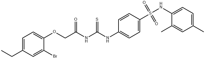 2-(2-bromo-4-ethylphenoxy)-N-{[(4-{[(2,4-dimethylphenyl)amino]sulfonyl}phenyl)amino]carbonothioyl}acetamide Struktur