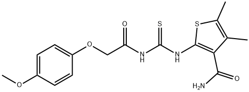 2-[({[(4-methoxyphenoxy)acetyl]amino}carbonothioyl)amino]-4,5-dimethyl-3-thiophenecarboxamide Struktur