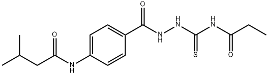 3-methyl-N-[4-({2-[(propionylamino)carbonothioyl]hydrazino}carbonyl)phenyl]butanamide Struktur