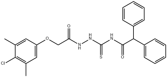 N-({2-[(4-chloro-3,5-dimethylphenoxy)acetyl]hydrazino}carbonothioyl)-2,2-diphenylacetamide Struktur