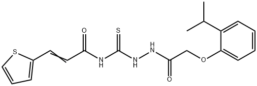 N-({2-[(2-isopropylphenoxy)acetyl]hydrazino}carbonothioyl)-3-(2-thienyl)acrylamide Struktur