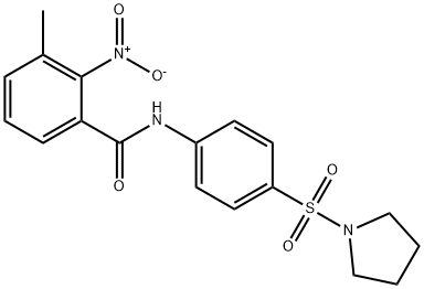 3-methyl-2-nitro-N-(4-pyrrolidin-1-ylsulfonylphenyl)benzamide Struktur