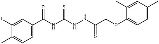 N-({2-[(2,4-dimethylphenoxy)acetyl]hydrazino}carbonothioyl)-3-iodo-4-methylbenzamide Struktur